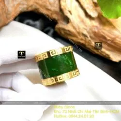 Nhẫn Càn long Ngọc bích Canada, vàng 18k Nhẫn Càn long Ngọc bích Canada, vàng 18k