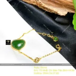 Lắc tay trái tim Ngọc bích Canada, vàng 18k - Ảnh 8