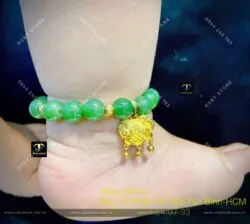 Vòng ngọc bích Canada mix khoá trường mệnh, vàng 18k cho bé yêu - Hình ảnh 7