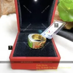Nhẫn yên ngựa Ngọc bích Canada, vàng 18k (750) - Hình ảnh 8