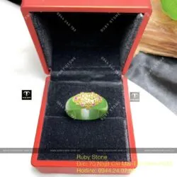 Nhẫn ngọc bích Canada xanh lá, vàng 18k - Ảnh 4