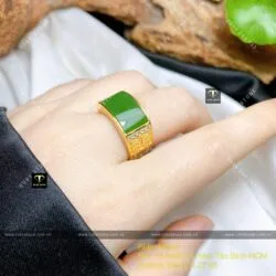 Nhẫn yên ngựa Ngọc bích Canada, vàng 18k (750) - Hình ảnh 2