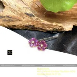 Khuyên tai hoa mai Ruby Nam Phi, vàng 18k - Hình ảnh 2