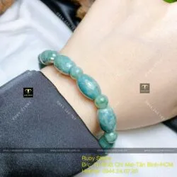 Vòng chuỗi tay Lu thống lam dầu Ngọc cẩm thạch - Hình ảnh 5