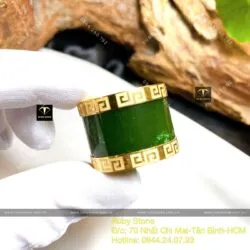 Nhẫn Càn long Ngọc bích Canada, vàng 18k Nhẫn Càn long Ngọc bích Canada, vàng 18k