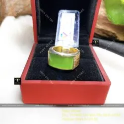 Nhẫn yên ngựa Ngọc bích Canada, vàng 18k (750) - Hình ảnh 4