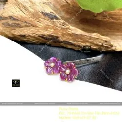 Khuyên tai hoa mai Ruby Nam Phi, vàng 18k