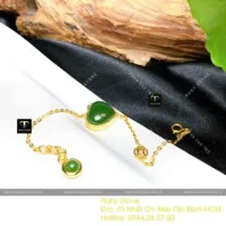 Lắc tay trái tim Ngọc bích Canada, vàng 18k - Ảnh 7