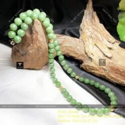 Chuỗi cổ Ngọc bích Canada 10 ly, bi vàng 18k - Ảnh 6