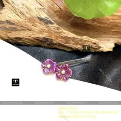 Khuyên tai hoa mai Ruby Nam Phi, vàng 18k - Hình ảnh 4