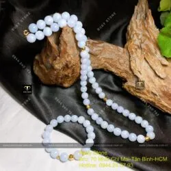 Bộ sản phẩm vòng cổ và vòng chuỗi Lam Ngọc Myanmar 9,4 ly, bi vàng 18k - Hình ảnh 12