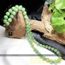 Chuỗi cổ Ngọc bích Canada 10 ly, bi vàng 18k - Ảnh 3