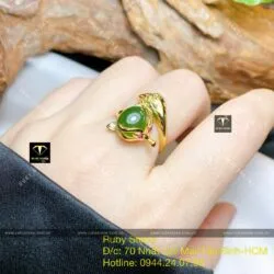 Nhẫn Hồ ly Ngọc bích Canada, vàng 18k (610) - Hình ảnh 3