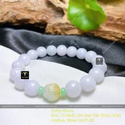 Vòng chuỗi tay ngọc Cẩm thạch 10 ly mix búp hoa sen