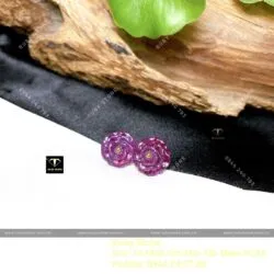 Khuyên tai Hoa mẫu đơn Ruby Nam Phi, vàng 18k - Hình ảnh 4