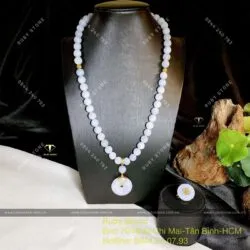 Vòng cổ Ngọc Cẩm thạch Tử La Lan mix Đồng điếu, vàng 18k - Ảnh 7
