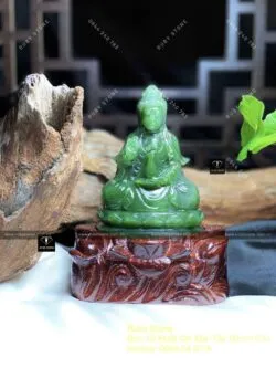 Phật Quán Thế Âm Bồ Tát ngọc bích Canada chạm tay, KT 95x42x68mm (chưa bao gồm đế gỗ) - Ảnh 3