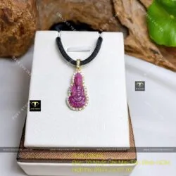 Phật Quan Thế Âm Bồ Tát Ruby Nam Phi, KT 24mm, vàng 18k