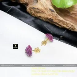Khuyên tai Hoa mẫu đơn Ruby Nam Phi, vàng 18k - Hình ảnh 6