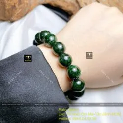 Vòng chuỗi ngọc Cẩm thạch Sơn Thuỷ xanh đen 12 ly