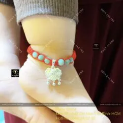 Vòng ngọc Cẩm thạch mix khoá trường mệnh bạc cho bé yêu - Hình ảnh 3