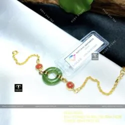Lắc tay Ngọc bích Canada mix san hô đỏ, vàng 18k - Hình ảnh 7