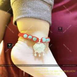 Vòng ngọc Cẩm thạch mix khoá trường mệnh bạc cho bé yêu - Hình ảnh 4
