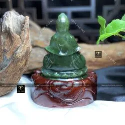 Phật Quán Thế Âm Bồ Tát ngọc bích Canada chạm tay, KT 95x42x68mm (chưa bao gồm đế gỗ)