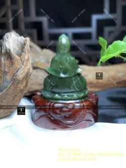 Phật Quán Thế Âm Bồ Tát ngọc bích Canada chạm tay, KT 95x42x68mm (chưa bao gồm đế gỗ) - Ảnh 5