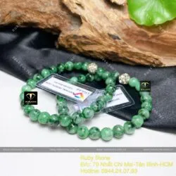 Chuỗi tay ngọc Cẩm thạch sơn thuỷ Myanmar 7 ly mix charm bạc - Hình ảnh 5