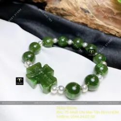 Vòng Mân Côi Ngọc bích Canada 10 ly mix bi bạc - Hình ảnh 2