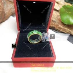 Nhẫn ngọc Cẩm thạch sơn thuỷ, vàng 18k - Hình ảnh 3