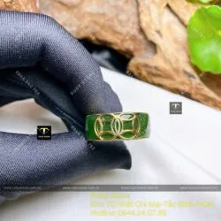 Nhẫn Ngọc bích Canada bọc kim tiền kép, vàng 18k - Hình ảnh 7