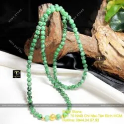 Vòng chuỗi Ngọc cẩm thạch sơn thuỷ Myanmar 6,6 ly mix bi vàng 18k - Hình ảnh 2