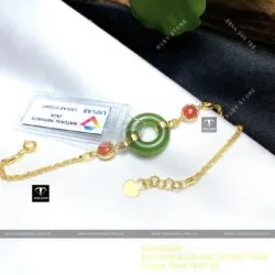 Lắc tay Ngọc bích Canada mix san hô đỏ, vàng 18k - Hình ảnh 4
