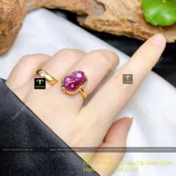 Nhẫn Tỳ Hưu Ruby Nam Phi, vàng 18k