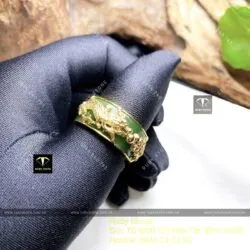 Nhẫn Ngọc bích Canada bọc Rồng chầu châu, vàng 18k - Ảnh 2