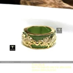Nhẫn Ngọc bích Canada bọc Rồng chầu châu, vàng 18k - Ảnh 5