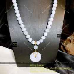 Vòng cổ Ngọc Cẩm thạch Tử La Lan mix Đồng điếu, vàng 18k - Ảnh 6