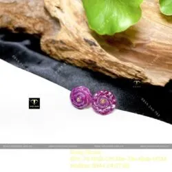 Khuyên tai Hoa mẫu đơn Ruby Nam Phi, vàng 18k