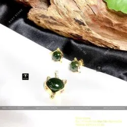 Khuyên tai và mặt dây chuyền hồ ly Ngọc bích, vàng 18k - Ảnh 2