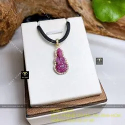 Phật Quan Thế Âm Bồ Tát Ruby Nam Phi, KT 24mm, vàng 18k - Ảnh 3