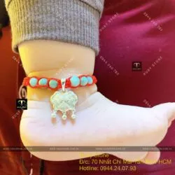 Vòng ngọc Cẩm thạch mix khoá trường mệnh bạc cho bé yêu