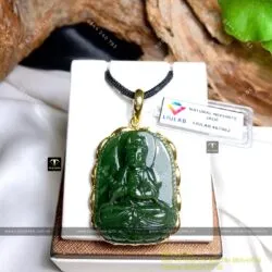 Như Lai Đại Nhật, Phật bản mệnh Ngọc bích tuổi Mùi - Thân chạm tay, vàng 18k - Hình ảnh 6