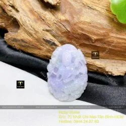 Phật Quan Âm ngọc Cẩm Thạch Tử La Lan, KT 37mm - Ảnh 5