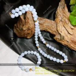 Chuỗi cổ Lam ngọc 9,4 ly mix bi vàng 18k - Ảnh 3