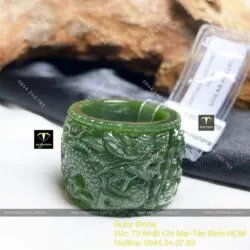 Nhẫn Phật Ấn Ngọc bích Canada tạc tay tinh xảo - Hình ảnh 7
