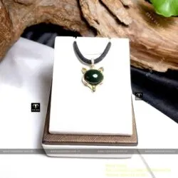 Khuyên tai và mặt dây chuyền hồ ly Ngọc bích, vàng 18k - Ảnh 4