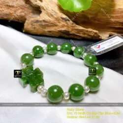 Vòng Mân Côi Ngọc bích Canada 12 ly mix bi bạc - Hình ảnh 4
