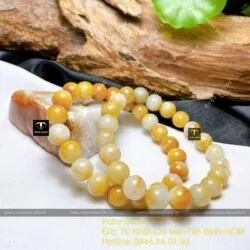 Vòng chuỗi tay Ngọc cẩm thạch huyết uyên ương 9 ly